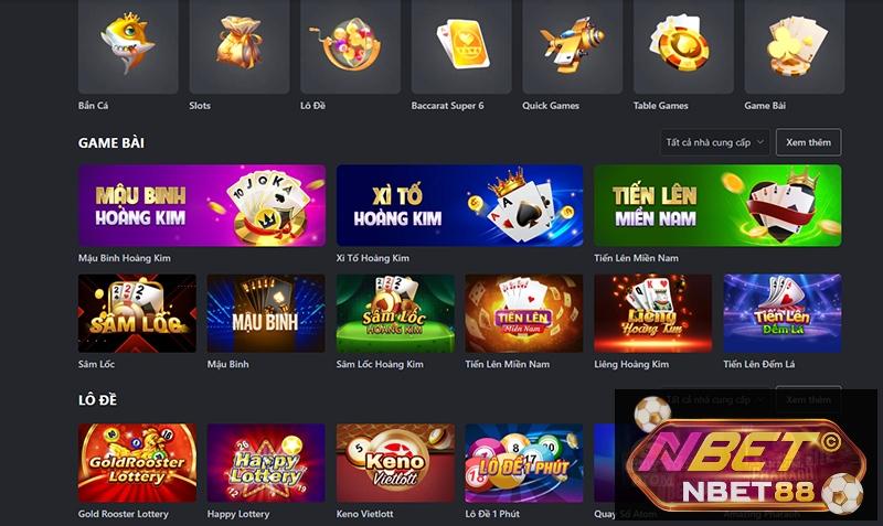NBET sở hữu kho game xổ số phong phú